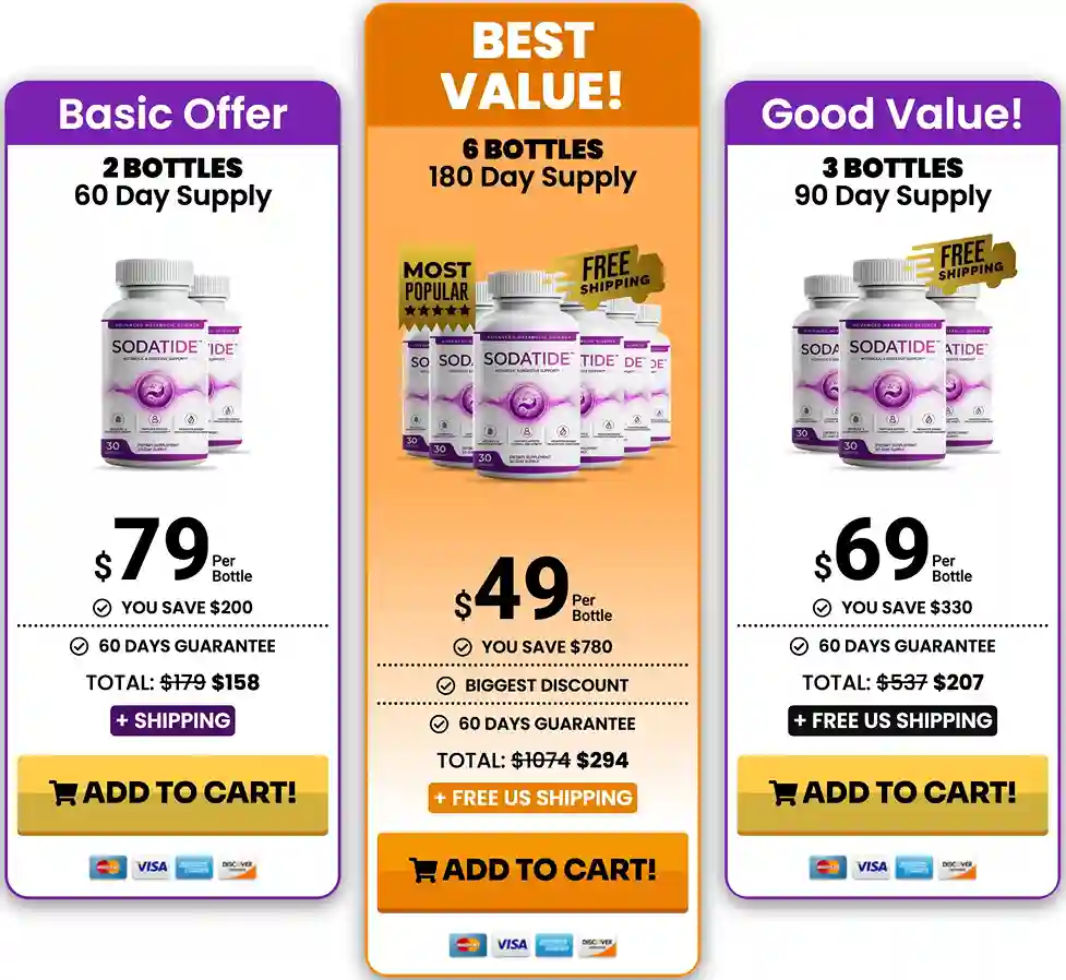 SodaTide Pricing — 2, 3 and 6 Bottle Packages USA
